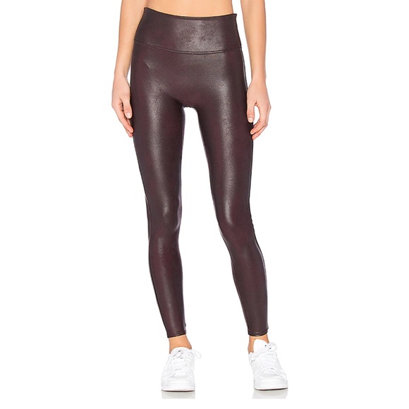 Spanx Faux Leather Leggings in Color Wine - Picture 2 of 5